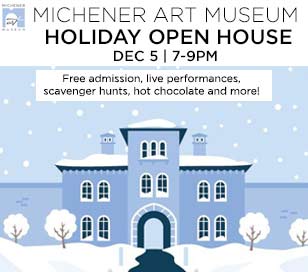 An evening with a special performance at 7:15pm by the Ballet Arts of Bucks County, merrymaking, scavenger hunt along with hot chocolate and treats! Free admission to the Michener Art Museum and Mercer Museum. Ring in the holiday season at this annual community event!