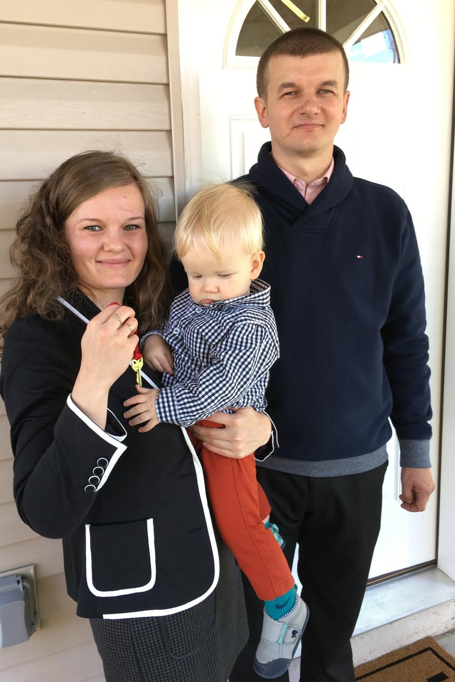 Iryna (left), her husband Petro (right), and their one year-old son, Daniel (center) moved to their new Habitat home in Morrisville from a one-bedroom apartment in Warminster. Iryna (left), her husband Petro (right), and their one year-old son, Daniel (center) moved to their new Habitat home in Morrisville from a one-bedroom apartment in Warminster.